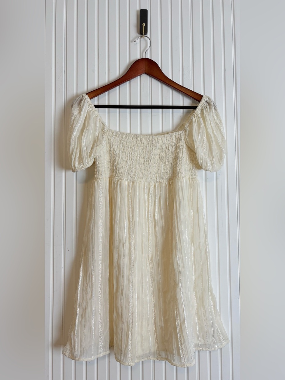 Altarโd State Mini Dress S Sequin Smocked Fairycore Dainty Feminine Whimsical